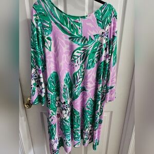 Lilly Pulitzer Ophelia Floral Shift Dress Magnolia Lilac Leidees Night XXL